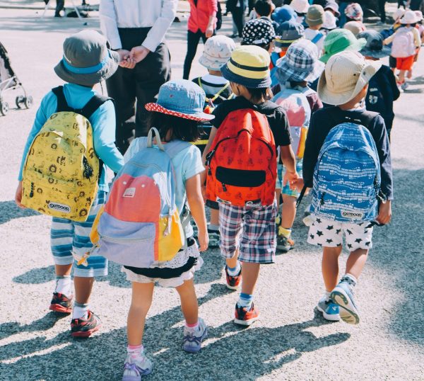 Young students walking together