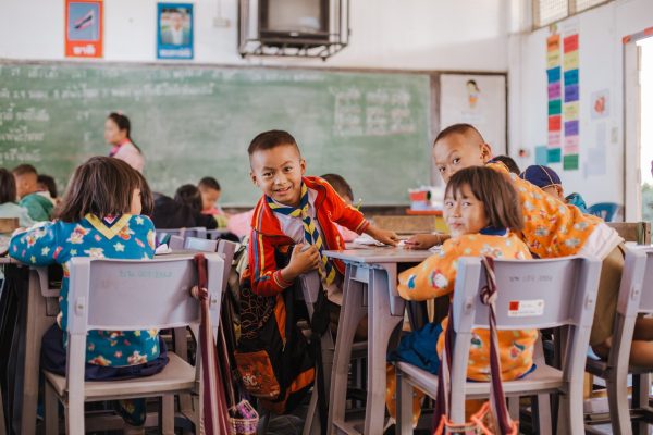 Students looking at the camera